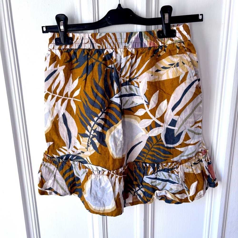 CC California Women’s Linen Tropical Palm Hawaiian Mini Skirt XS